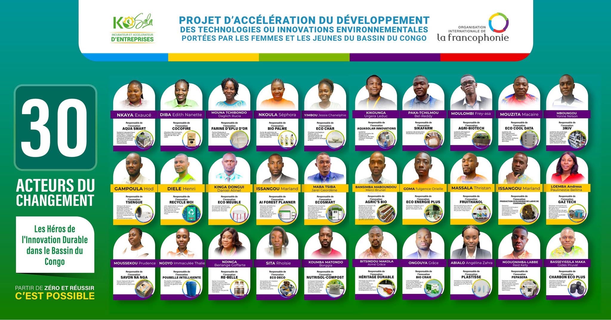 Parmi les 30 innovateurs OIF pour préserver le Bassin du Congo et bâtir une économie verte