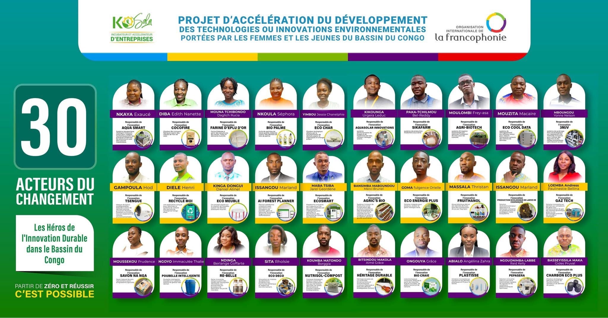 Parmi les 30 innovateurs OIF pour préserver le Bassin du Congo et bâtir une économie verte